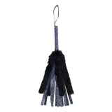 Sex & Mischief Cougar Faux Fur Flogger - Navy Blue/Black Furry Flogger Whip - Image 3