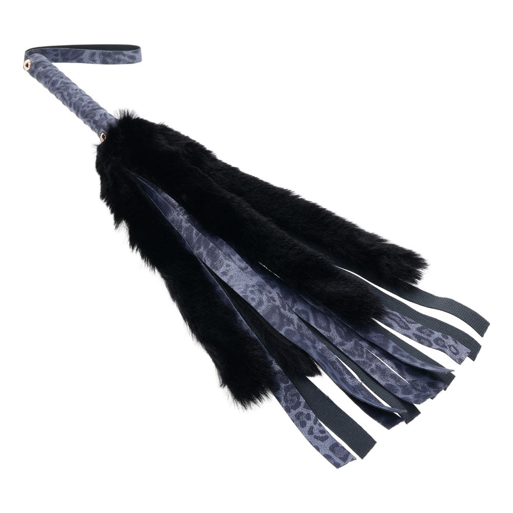 Sex & Mischief Cougar Faux Fur Flogger - Navy Blue/Black Furry Flogger
