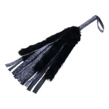 Sex & Mischief Cougar Faux Fur Flogger - Navy Blue/Black Furry Flogger Whip - Image 5