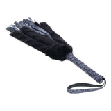 Sex & Mischief Cougar Faux Fur Flogger - Navy Blue/Black Furry Flogger Whip - Image 6