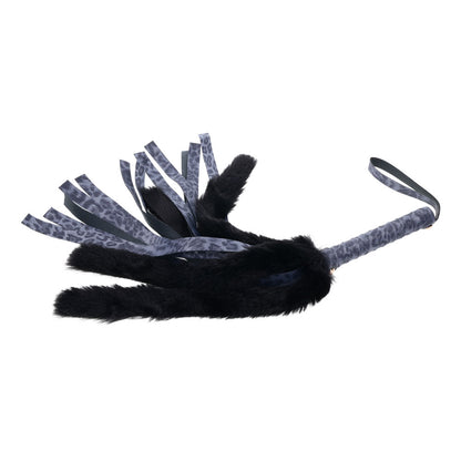 Sex & Mischief Cougar Faux Fur Flogger - Navy Blue/Black Furry Flogger