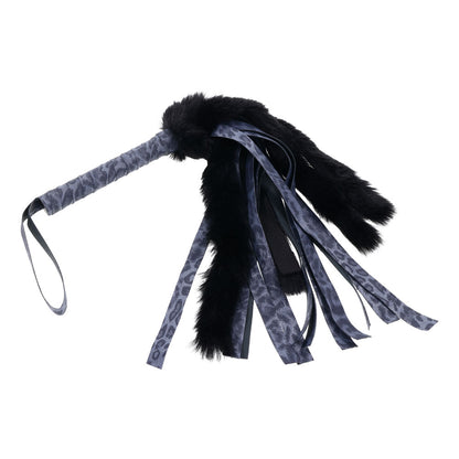 Sex & Mischief Cougar Faux Fur Flogger - Navy Blue/Black Furry Flogger