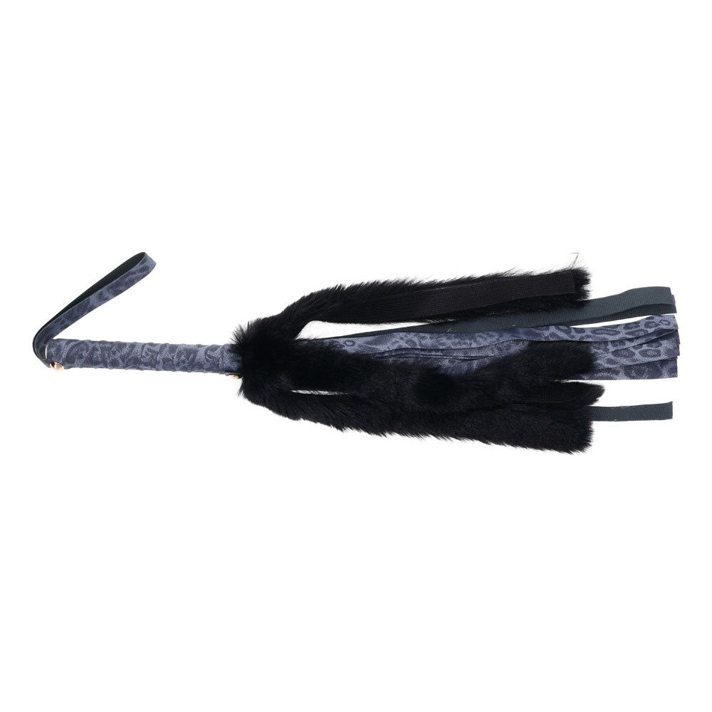 Sex & Mischief Cougar Faux Fur Flogger - Navy Blue/Black Furry Flogger