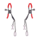 S&M Exs & Ohs Nipple Clamps - Red Tipped Metal Nipple Clamps - Set of 2 - Image 3