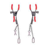 S&M Exs & Ohs Nipple Clamps - Red Tipped Metal Nipple Clamps - Set of 2 - Image 5