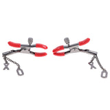S&M Exs & Ohs Nipple Clamps - Red Tipped Metal Nipple Clamps - Set of 2 - Image 6