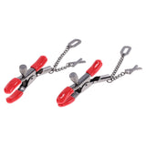 S&M Exs & Ohs Nipple Clamps - Red Tipped Metal Nipple Clamps - Set of 2 - Image 7