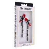 S&M Exs & Ohs Nipple Clamps - Red Tipped Metal Nipple Clamps - Set of 2 - Image 9