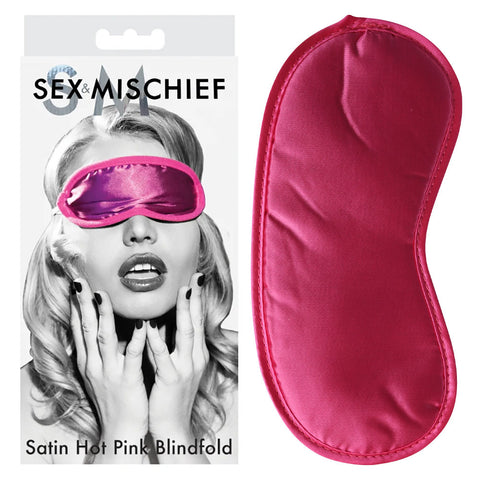 Sex & Mischief Satin Blindfold Hot Pink - Hot Pink Blindfold - Image 1