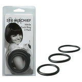 Sex & Mischief Nitrile Cock Ring 3 Pack - Black Cock Rings - Set of 3 Sizes - Image 1