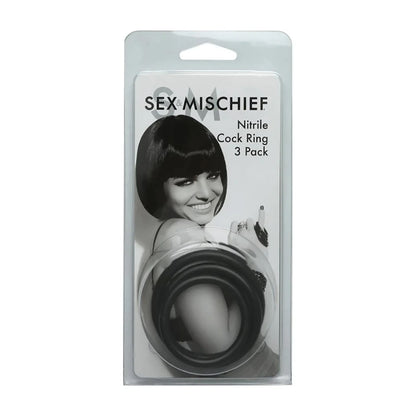 Sex & Mischief Nitrile Cock Ring 3 Pack - Black Cock Rings Set of 3