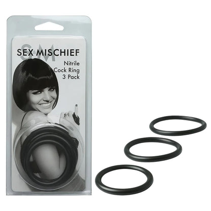 Sex & Mischief Nitrile Cock Ring 3 Pack - Black Cock Rings Set of 3