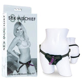 Sex & Mischief Strap-On & Silicone Dildo Kit - Black/Purple Adjustable Strap-On - Image 1