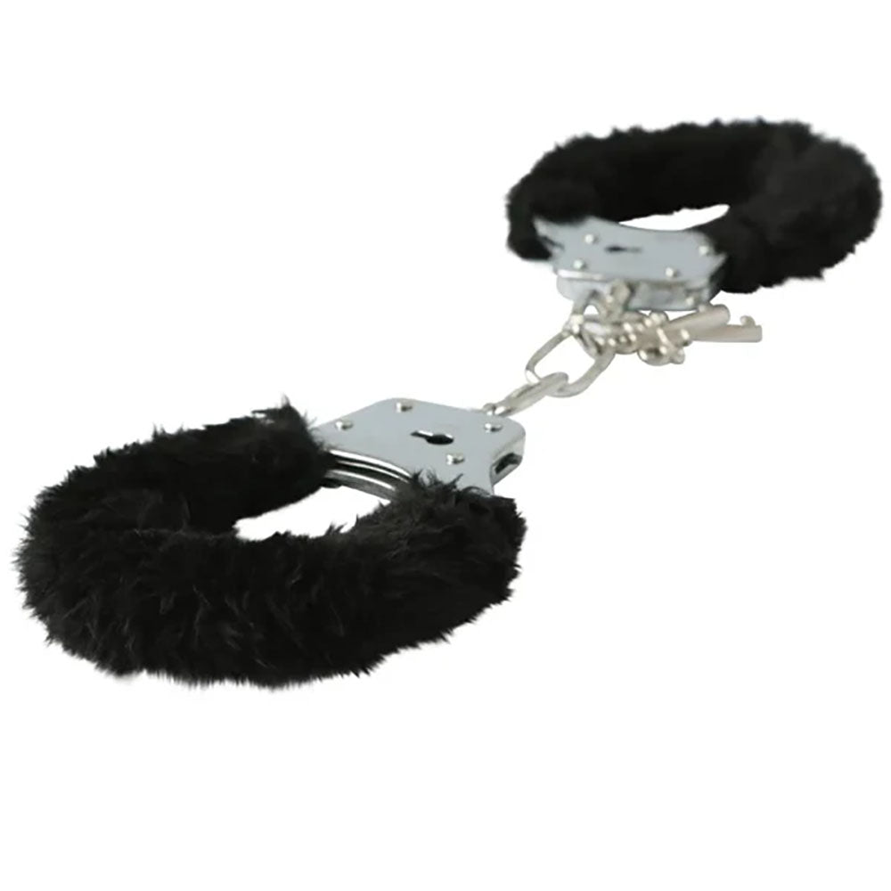 Sex & Mischief Furry Handcuffs - Black Restraints