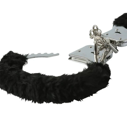 Sex & Mischief Furry Handcuffs - Black Restraints