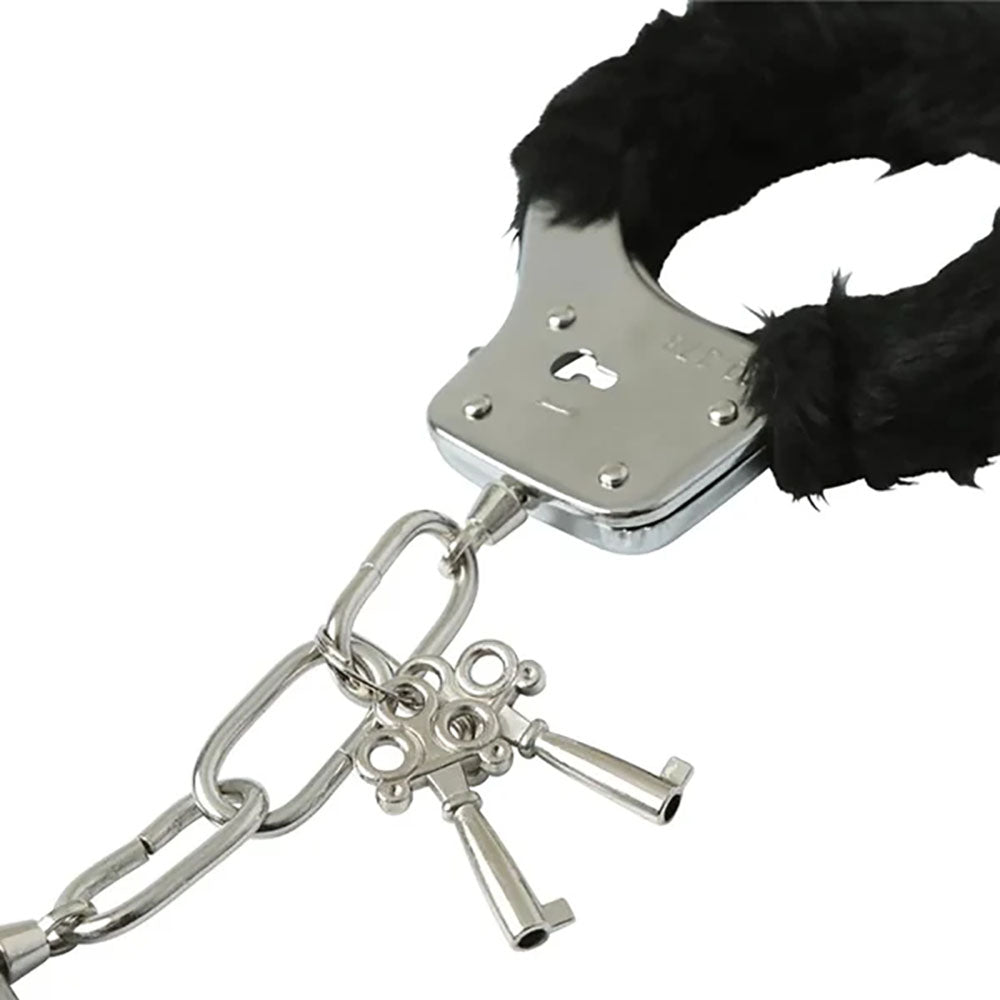 Sex & Mischief Furry Handcuffs - Black Restraints