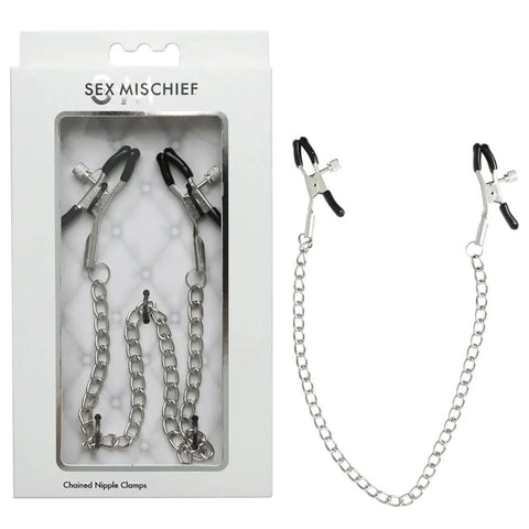 Sex & Mischief Chained Nipple Clamps - Nipple Clamps with 30 cm Chain - Image 1
