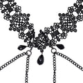 Sex & Mischief Lace Collar with Nipple Ties - Black Neck and Nipple Restraints