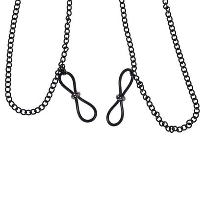 Sex & Mischief Lace Collar with Nipple Ties - Black Neck and Nipple Restraints