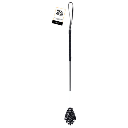 Sex & Mischief Lace Silicone Crop - Black/White 50 cm Crop Whip