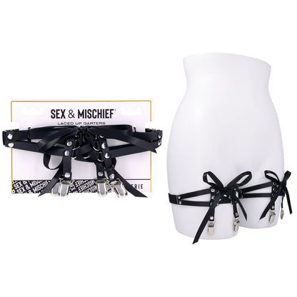Sex & Mischief Laced Up Garters - Black Garters
