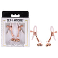 Sex & Mischief Peaches n CreaMe Bell Nipple Clamps - Peach/Rose Gold Nipple Clamps with Bells - Set of 2