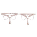 Sex & Mischief Peaches n CreaMe Pearl Garters - Peach / Rose Gold Garters with Pearls - Set of 2