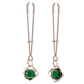 Sex & Mischief Indica Crystal Nipple Clips - Gold Nipple Clips with Emerald Gems