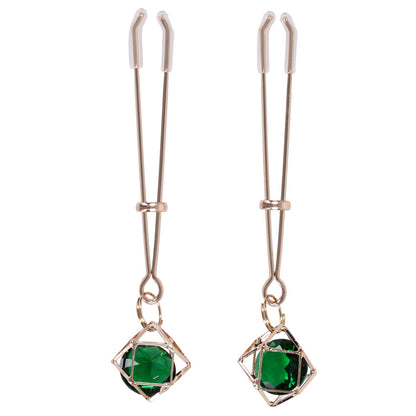 Sex & Mischief Indica Crystal Nipple Clips - Gold Nipple Clips