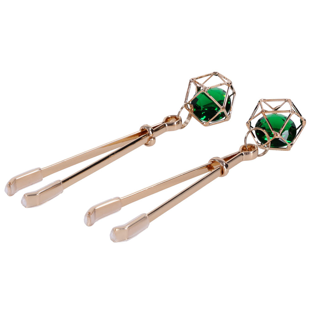 Sex & Mischief Indica Crystal Nipple Clips - Gold Nipple Clips