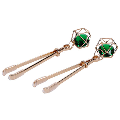 Sex & Mischief Indica Crystal Nipple Clips - Gold Nipple Clips