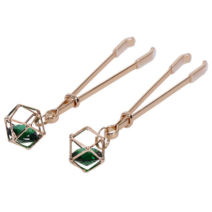 Sex & Mischief Indica Crystal Nipple Clips - Gold Nipple Clips