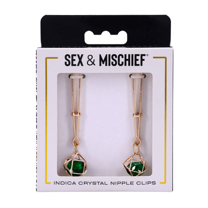 Sex & Mischief Indica Crystal Nipple Clips - Gold Nipple Clips