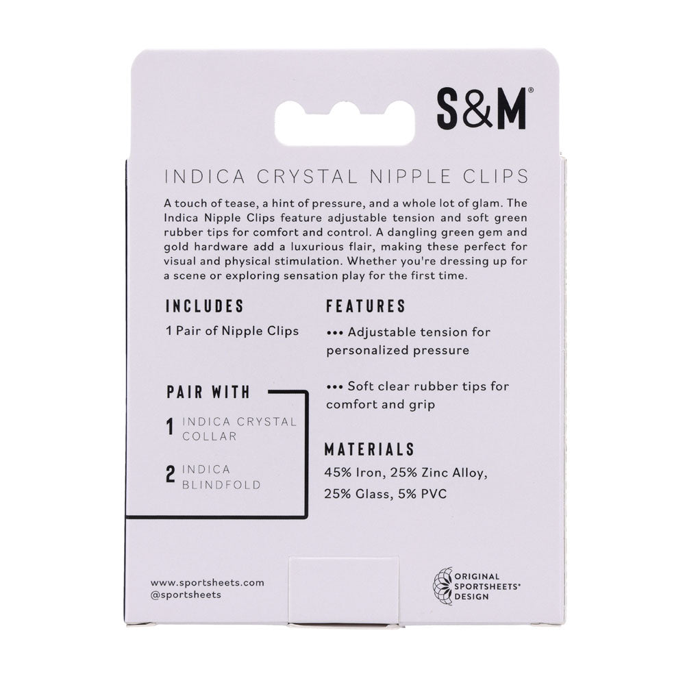 Sex & Mischief Indica Crystal Nipple Clips - Gold Nipple Clips