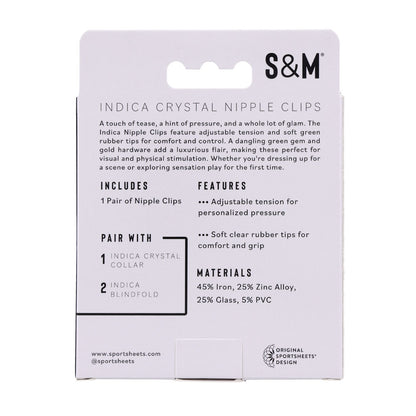 Sex & Mischief Indica Crystal Nipple Clips - Gold Nipple Clips