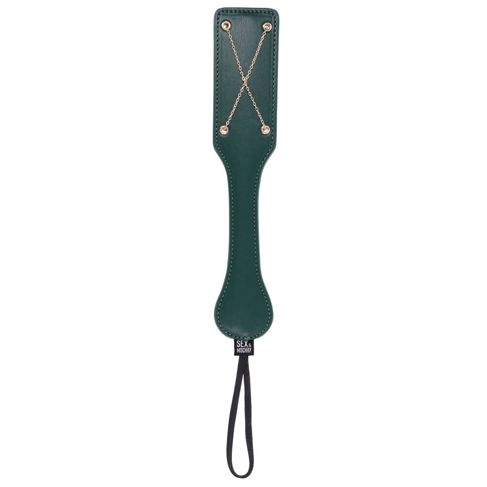 Sex & Mischief Indica Chain Impressions Paddle - Green/Gold Spanking
