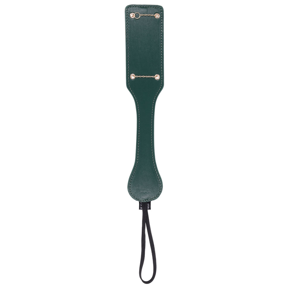 Sex & Mischief Indica Chain Impressions Paddle - Green/Gold Spanking