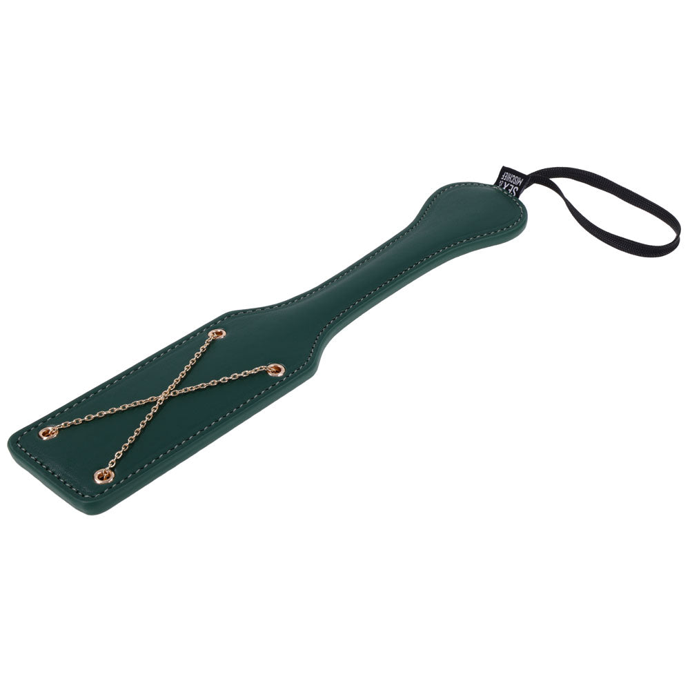 Sex & Mischief Indica Chain Impressions Paddle - Green/Gold Spanking