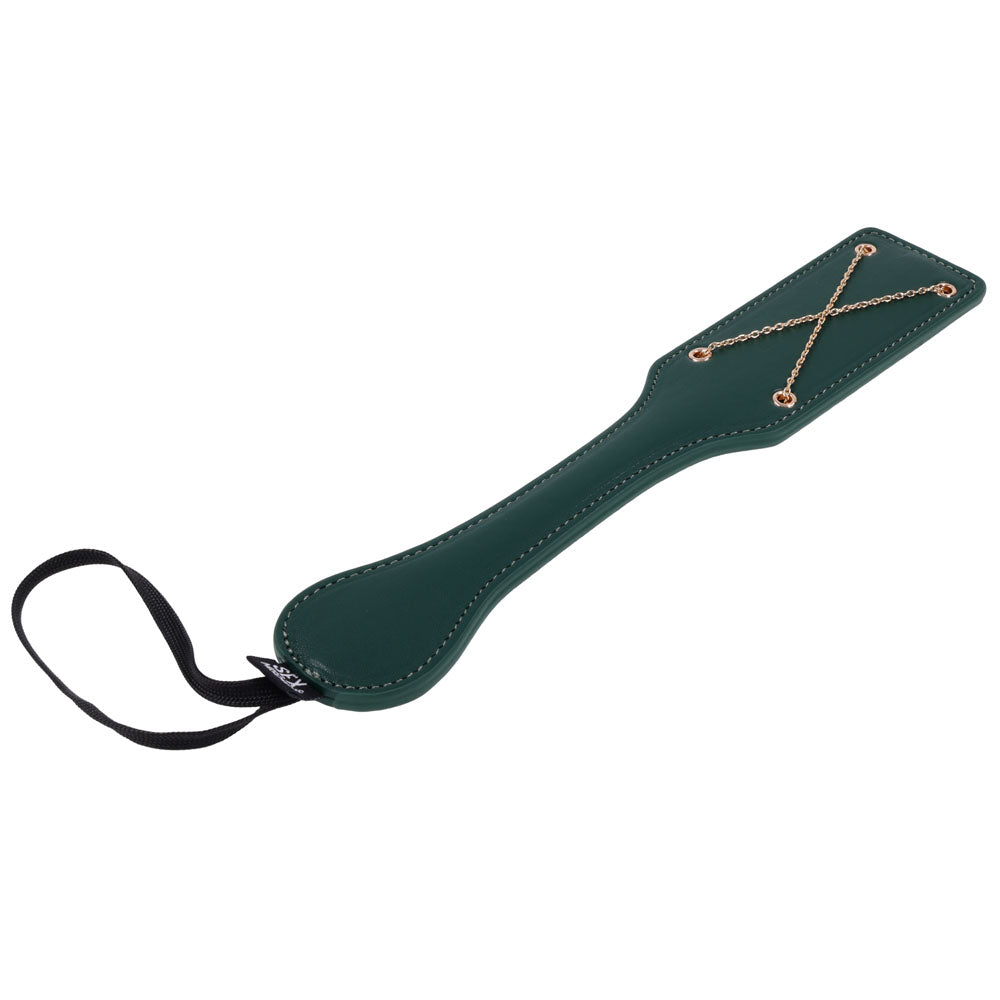 Sex & Mischief Indica Chain Impressions Paddle - Green/Gold Spanking