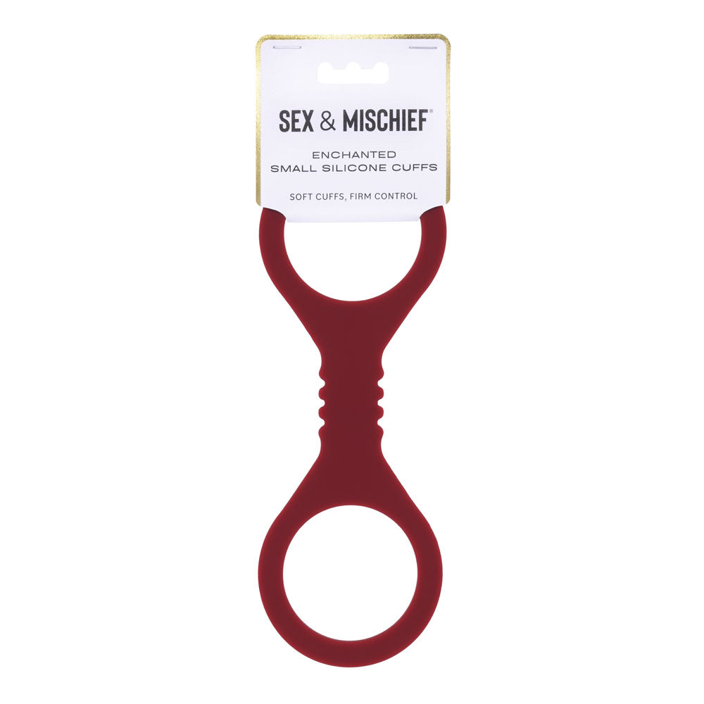 Sex & Mischief Enchanted Small Silicone Cuffs - Burgundy Small