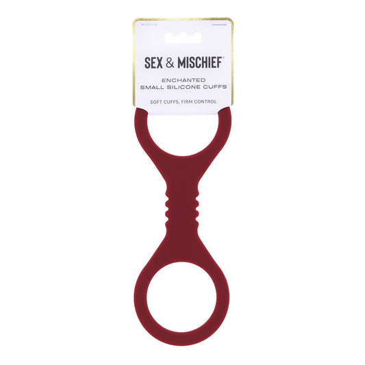 Sex & Mischief Enchanted Small Silicone Cuffs - Burgundy Small