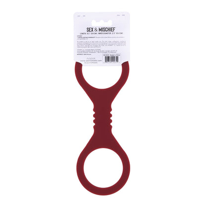 Sex & Mischief Enchanted Small Silicone Cuffs - Burgundy Small