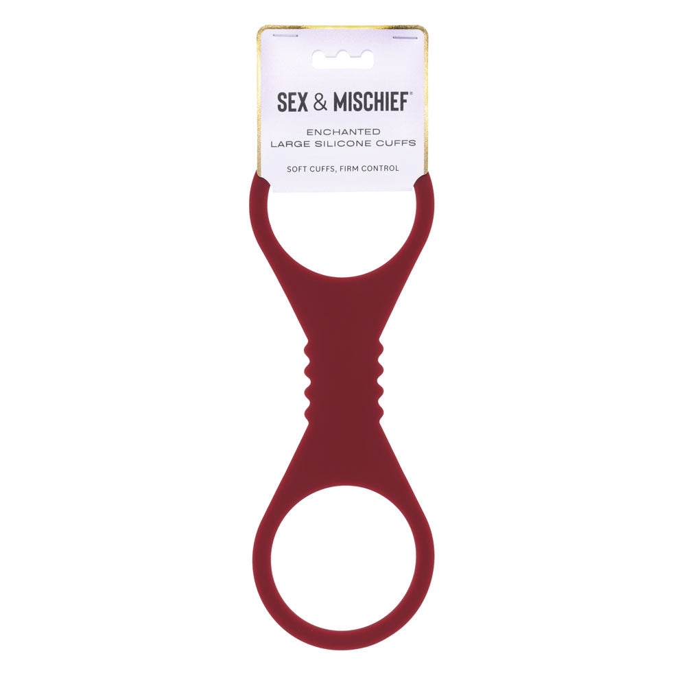 Sex & Mischief Enchanted Large Silicone Cuffs - Burgundy Large