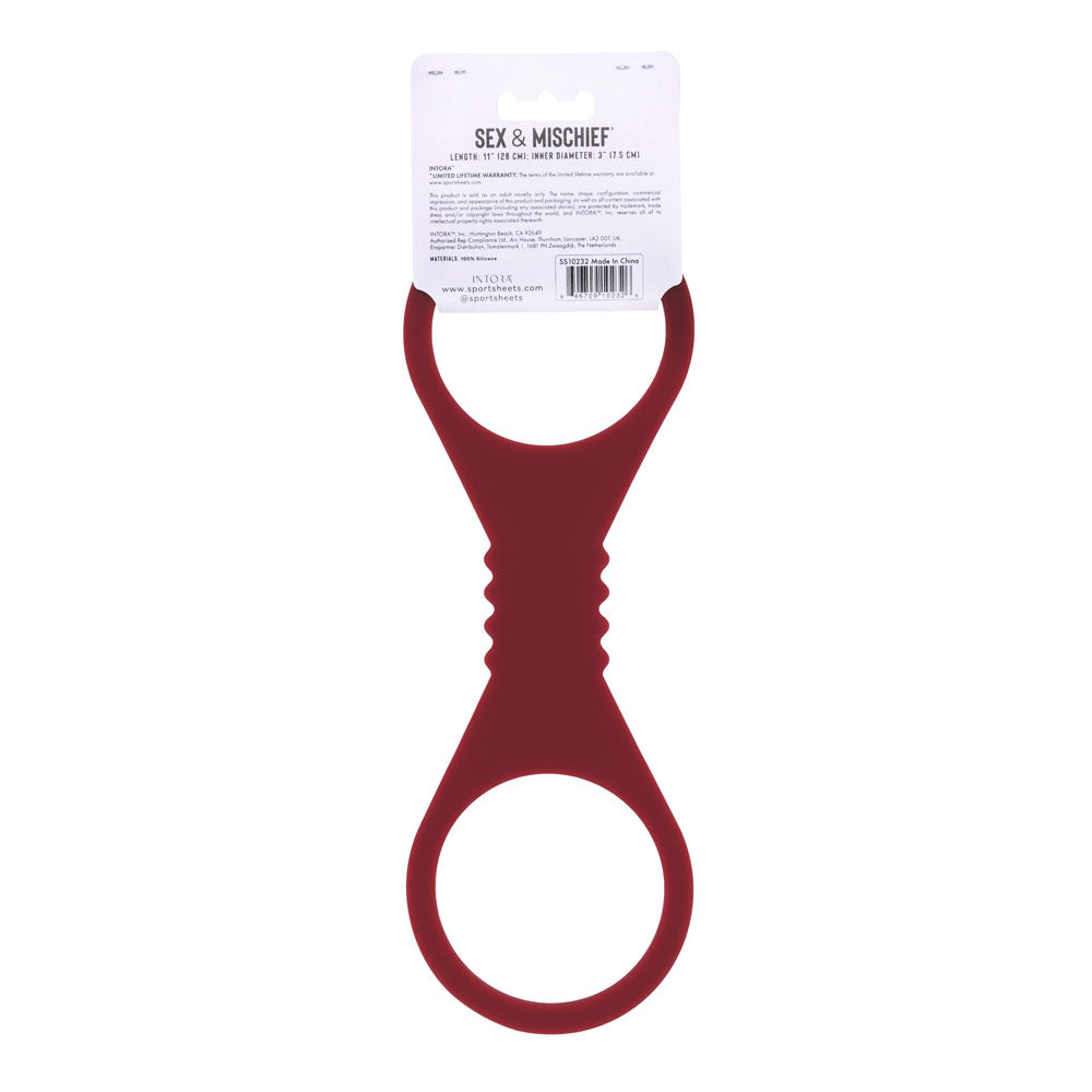 Sex & Mischief Enchanted Large Silicone Cuffs - Burgundy Large