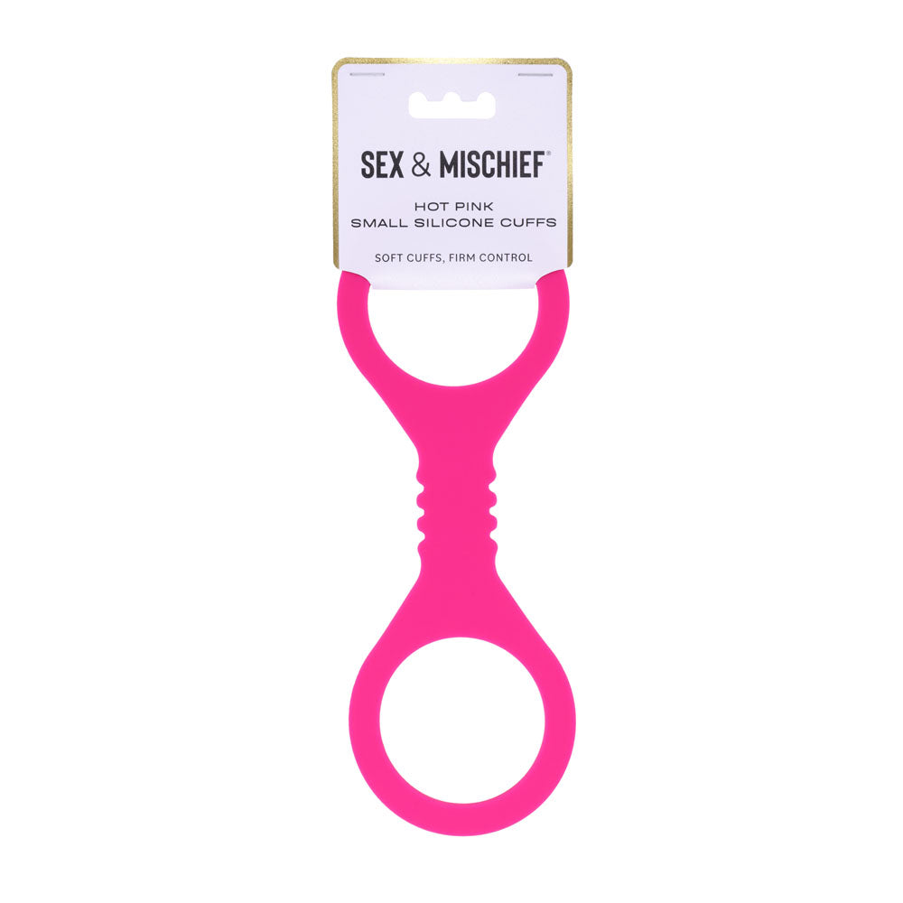 Sex & Mischief Small Hot Pink Silicone Cuffs - Hot Pink Small