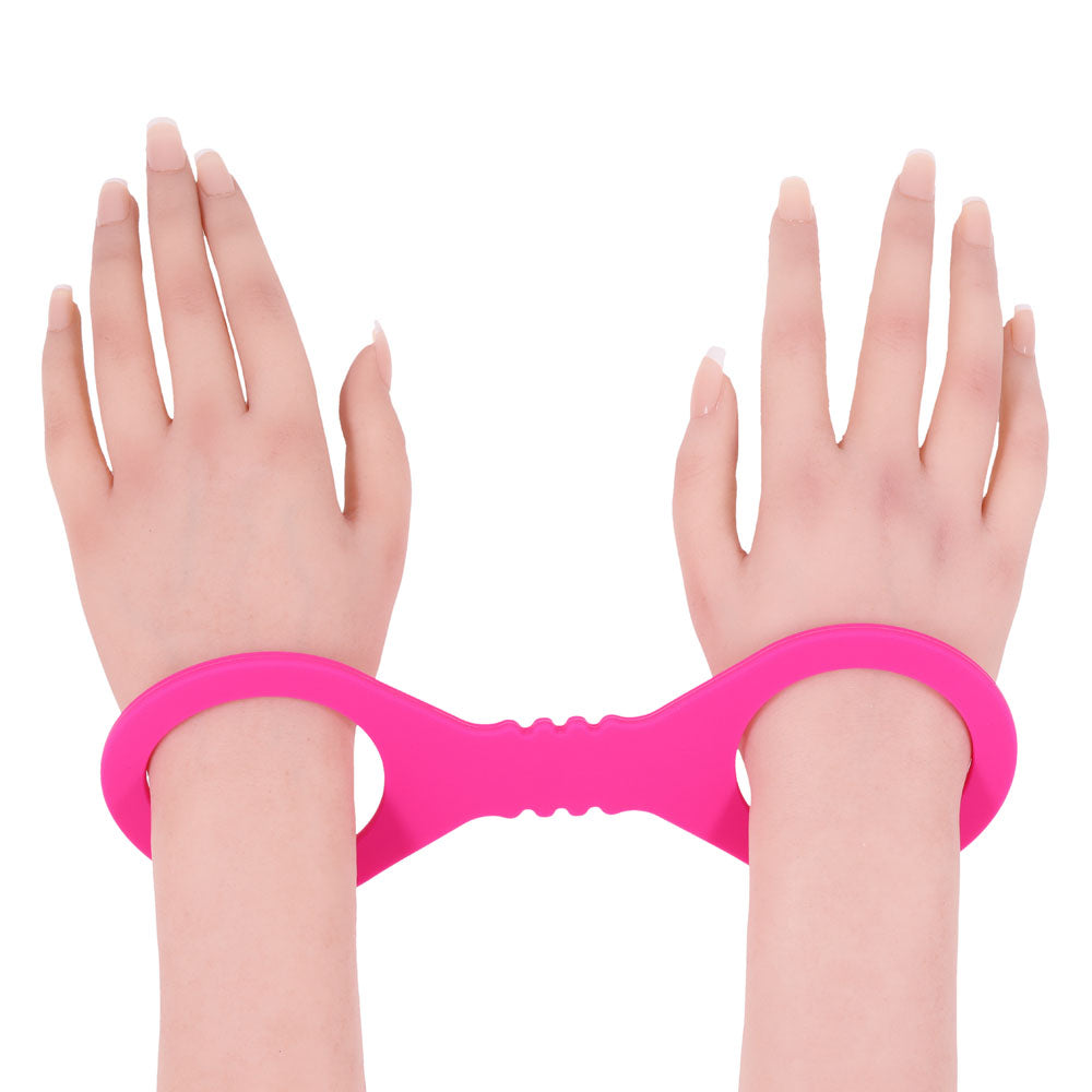 Sex & Mischief Small Hot Pink Silicone Cuffs - Hot Pink Small