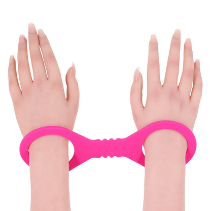 Sex & Mischief Small Hot Pink Silicone Cuffs - Hot Pink Small