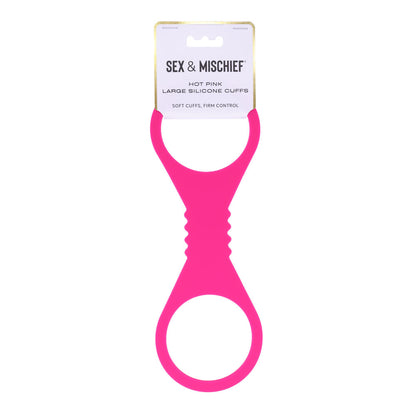 Sex & Mischief Large Hot Pink Silicone Cuffs - Hot Pink Large