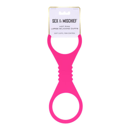 Sex & Mischief Large Hot Pink Silicone Cuffs - Hot Pink Large Restraints