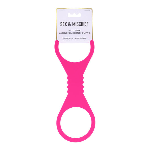 Sex & Mischief Large Hot Pink Silicone Cuffs - Hot Pink Large